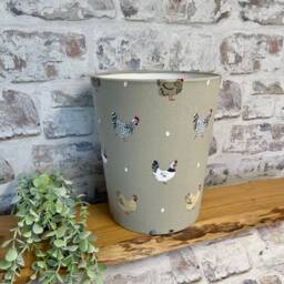 Sophie Allport Lay A Little Egg Hen Fabric Waste Paper Bin By Berry & Grouse - Office Supplies Trash Can Ecru - thumbnail 3