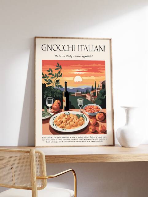 Italian Food Poster, Gnocchi Print, Pasta Art, Kitchen Decor, Restaurant Wall Gift For Cook - image 1