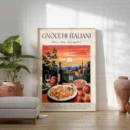 Italian Food Poster, Gnocchi Print, Pasta Art, Kitchen Decor, Restaurant Wall Gift For Cook - thumbnail 3