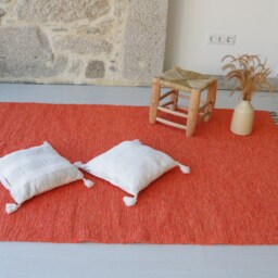 Large Handwoven Orange Rug, Living Room Area Carpet, Soft Kids Decor, Baby Scandinavian Rug - thumbnail 2