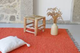Large Handwoven Orange Rug, Living Room Area Carpet, Soft Kids Decor, Baby Scandinavian Rug - thumbnail 1