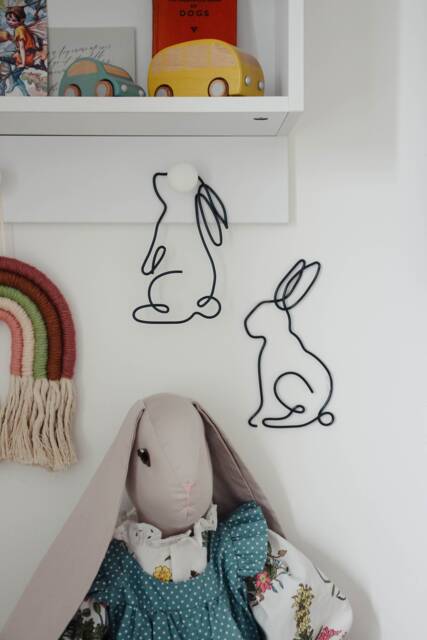 Wire Rabbit Wall Art - Handmade Bunny Decor Pet Lover Giftl Minimalist Animal Outline Sculpture Easter Home - image 1
