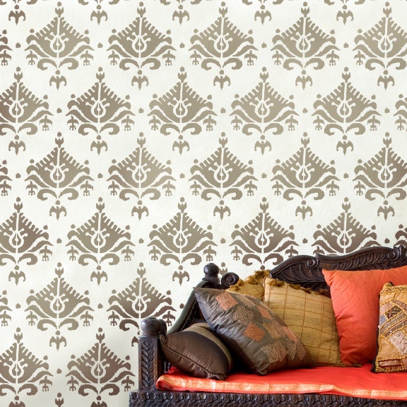 Wall Stencil Ikat Saida - Reusable Stencils For Walls Instead Of Wallpaper -Diy Decor - image 1