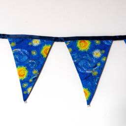 Vincent Van Gogh Starry Night - 1889 Art Fabric Bunting - Double-Sided 12 Flags 3 Metres - thumbnail 2