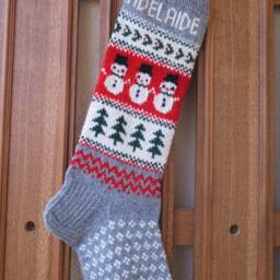 Personalized Hand-Knit Wool Christmas Stocking With Gnomes - thumbnail 2