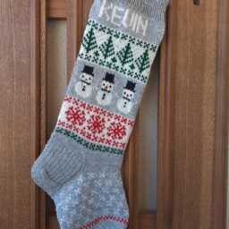 Personalized Hand-Knit Wool Christmas Stocking With Gnomes - thumbnail 3