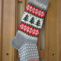 Personalized Hand-Knit Wool Christmas Stocking With Gnomes - thumbnail 4