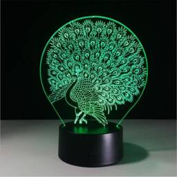 Peacock 3D Illusion Smart App Control Night Light Bluetooth, Music, 7&16M Color Mobile App, Made in UK