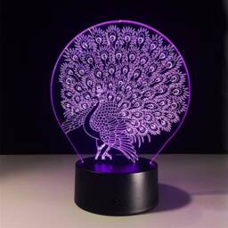 Peacock 3D Illusion Smart App Control Night Light Bluetooth, Music, 7&16M Color Mobile App, Made in UK - thumbnail 3