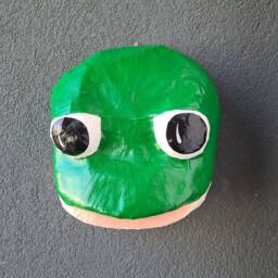 Paper Mache Frog Head, Romeo. Pond Creature, Fun Animal Wall Decor - thumbnail 3