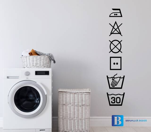 Laundry Symbols Vertical Washing Kitchen Utility Room Wall Art Decal Sticker - image 1