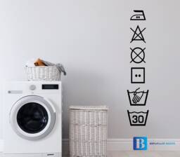 Laundry Symbols Vertical Washing Kitchen Utility Room Wall Art Decal Sticker - thumbnail 1