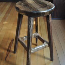 Hearth Stool - Counter Height W/Swivel Seat & Live Edge Detail. Made To Order - thumbnail 2