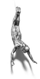 Large Antique-Silver Colour Bungee Jumping Man Hanging On Wire Ornament Figure Diver Climber Wall Statue Rock Buddy - thumbnail 2