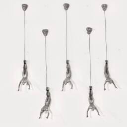 Large Antique-Silver Colour Bungee Jumping Man Hanging On Wire Ornament Figure Diver Climber Wall Statue Rock Buddy - thumbnail 3