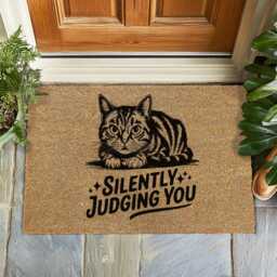 Silently Judging You - Cat Doormat A Snarky & Stylish For Entryways -Funny Gift Lover Coir Mat Non Slip - thumbnail 2