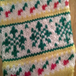 Personalized Hand Knit Snowflake Design - Yellow Christmas Stocking - thumbnail 2