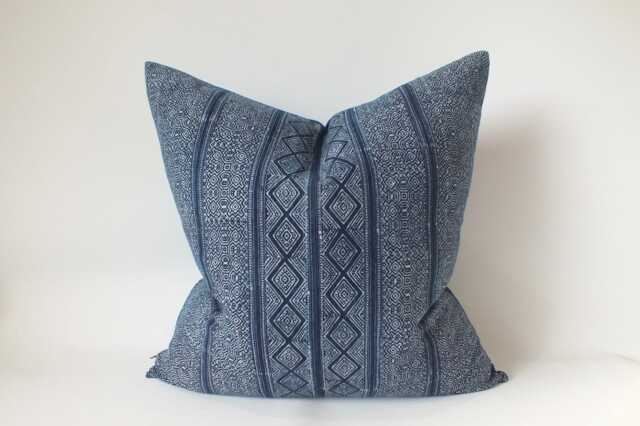 Hmong Batik Cushion Indigo Navy Blue Hand-Painted Throw Pillows Living Room Sofa Cushions Decorative-Pillows - image 1