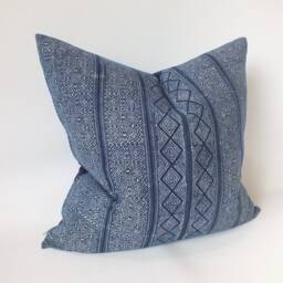 Hmong Batik Cushion Indigo Navy Blue Hand-Painted Throw Pillows Living Room Sofa Cushions Decorative-Pillows - thumbnail 2