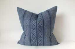 Hmong Batik Cushion Indigo Navy Blue Hand-Painted Throw Pillows Living Room Sofa Cushions Decorative-Pillows - thumbnail 1
