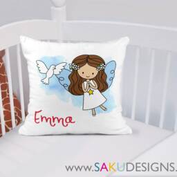 Girl Angel Now I Lay Me Down To Sleep Pillow-Personalized Pillow-Communion-Baptism-Prayer-Faith-Religious-Angel-Nursery Decor-Baby Pillow - thumbnail 3