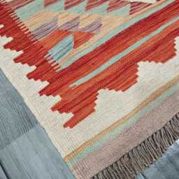 Classic Runner Rug, Handmade Artisan Afghan Turkish Scandinavian Navajo Bohemian Wool Flatweave Multicolour Kilim Rug 199x63 cm - thumbnail 2