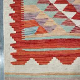 Classic Runner Rug, Handmade Artisan Afghan Turkish Scandinavian Navajo Bohemian Wool Flatweave Multicolour Kilim Rug 199x63 cm - thumbnail 4