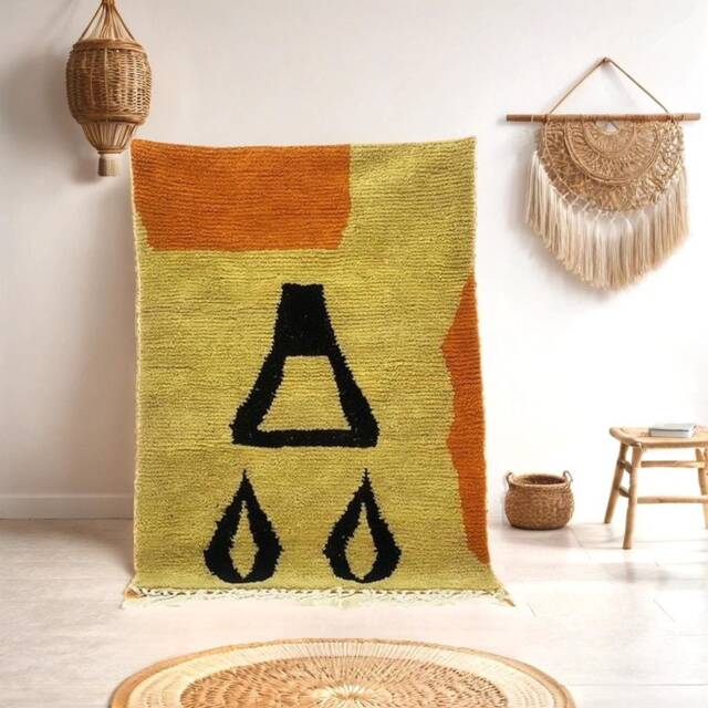 Orange Berber Wool Rug Handmade Moroccan Area Rug - image 1