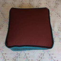 Handmade Wool Square Pouf Ottoman, Vintage Turkish Rug - thumbnail 4