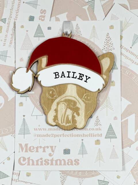 Personalised Pet Christmas Bauble/Ornament With Name - Dog Boston Terrier 005 - Tree Hanging Bauble Decoration - image 1