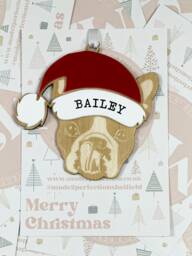 Personalised Pet Christmas Bauble/Ornament With Name - Dog Boston Terrier 005 - Tree Hanging Bauble Decoration - thumbnail 1