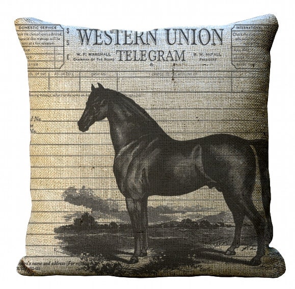 Burlap Horse 18x18