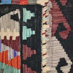 Colourful Runner Rug, Handmade Artisan Afghan Turkish, Scandinavian, Navajo, Bohemian, Wool Flatweave Multicolour Kilim Rug 194x70 cm - thumbnail 3