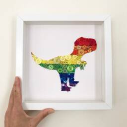 Personalised Dinosaur Frame, T-Rex Button Art, Dino Nursery D??cor, Perfect Gift For A Fan - thumbnail 2
