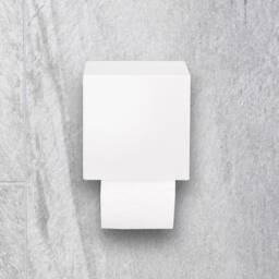 White Toilet Holder, Modern Paper Dispenser, Bathroom Accessories, Minimalist Storage Cubo - thumbnail 1