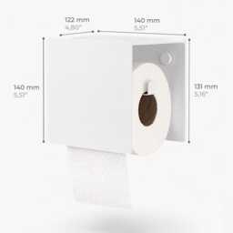 White Toilet Paper Holder - Modern Wall Mounted Roll Dispenser, Paper Storage For Bathroom Cubo - thumbnail 2