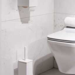 White Toilet Holder, Modern Paper Dispenser, Bathroom Accessories, Minimalist Storage Cubo - thumbnail 3