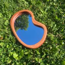 Minimalist Wood Frame Bean Shaped Mirror - thumbnail 2