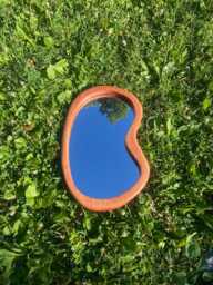 Minimalist Wood Frame Bean Shaped Mirror - thumbnail 1