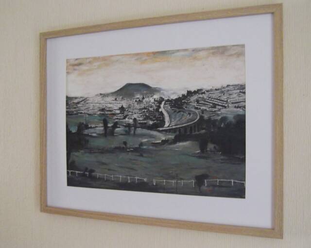 L S Lowry Art Print - Bargoed Oak Finish Frame With Mount & Textured Image - image 1