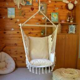 Hammock Chair - Natural Cotton Hanging Swing With Cushions, Eco-Friendly Indoor Outdoor Seat - thumbnail 2