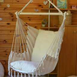 Hammock Chair - Natural Cotton Hanging Swing With Cushions, Eco-Friendly Indoor Outdoor Seat - thumbnail 3