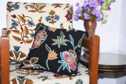 Hand Embroidered Crewel Cushion Cover Kashmiri Wool Pillow, 16 - thumbnail 1