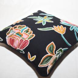 Hand Embroidered Crewel Cushion Cover Kashmiri Wool Pillow, 16 - thumbnail 3