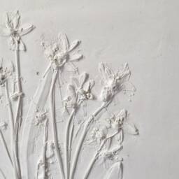 Tile Scilla Cast. Botanical Decorative Unique Plaster Wall Art Fram?? Wood Concrete Impression Snowdrop Pressed Flowers Eco Friendly - thumbnail 3