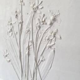 Tile Scilla Cast. Botanical Decorative Unique Plaster Wall Art Fram?? Wood Concrete Impression Snowdrop Pressed Flowers Eco Friendly - thumbnail 2