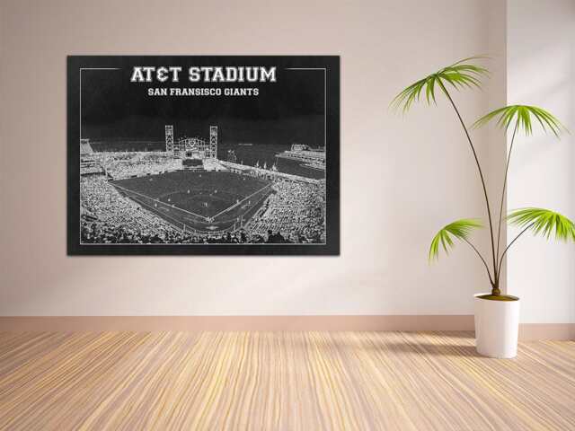 Print Of Vintage At&t Park Line Drawing On Photo Paper, Matte Paper Or Canvas - image 1