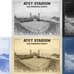 Print Of Vintage At&t Park Line Drawing On Photo Paper, Matte Paper Or Canvas - thumbnail 2