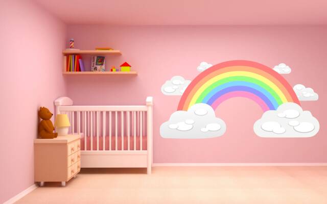 Pastel Rainbow & Clouds Wall Sticker Decal - image 1