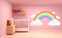 Pastel Rainbow & Clouds Wall Sticker Decal